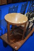 An Art Deco walnut occasional table, diameter approx. 44cm, height 54cm