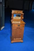 A Victorian mahogany pot cupboard having mirror back , dimensions approx W46 D42 H113cm