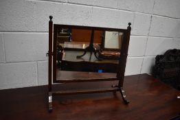 An early 20th Century mahogany frame toilet mirror, width approx 56cm