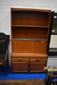 A vintage teak lounge unit, approx dimensions H195cm W108cm D47cm