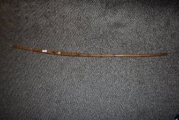An interesting and rare mid-late 19th Century love-token distaff, having geometric carving,