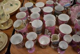 A collection of Victorian souvenir wares and similar, of topographical interest, such as Derby,