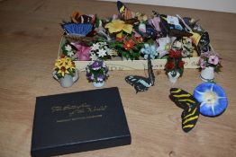 A selection of Franklin porcelain flowers of the year miniature collection studies and the