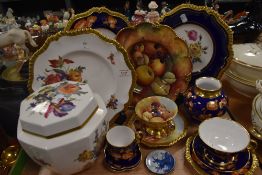 A selection of Caverswall bone china, including hand painted Royal Worcester style plate, cup and
