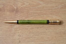 A Parker Duofold propelling pencil in green with ring top