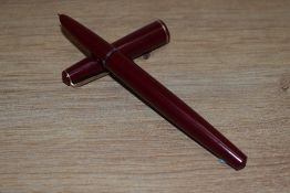 A Parker 17 aero fill fountain pen in burgundy with narrow band to the base of the cap