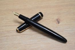 A Parker Victory aero fill fountain pen in black with narrow decorative band to the cap having