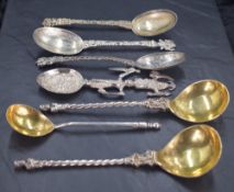 A pair of nice quality silver-plate and gilt apostle spoons, of traditional design with gilt