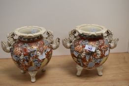 Two Japanese Satsuma koros, measuring 20cm tall
