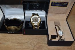 A gent's Accurist wristwatch with stainless steel strap, plus other boxed wristwatches, including