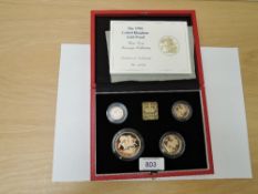 A Royal Mint United Kingdom 1998 Queen Elizabeth II Britannia Gold Proof Four Coin Sovereign