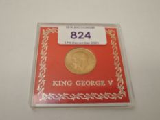 A 1912 George V Gold Sovereign, Royal Mint, in plastic display case