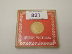 A 1857 Queen Victoria Gold Sovereign, Young Head, Shield Back, Royal Mint, in plastic case