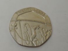 A Queen Elizabeth II 20p Coin, no date but was produced in 2008, known as Mule Coin