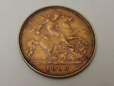 A 1906 Edward VII Gold Half Sovereign, Royal Mint