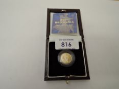 A Royal Mint United Kingdom 2001 Queen Elizabeth II Britannia 1/10oz Gold Proof £10 Coin, in case