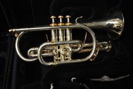 A B&S Challenger 3141 silver nickel cornet , in fitted case (no mouthpiece)