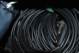 A bag of assorted leads, jack, xlr and speakon types