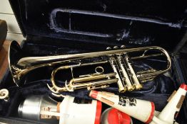 A vintage silver nickel trumpet, Connstellation by Conn, Elkhart, serial number M13148, believed