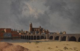 After Tristram Paul Hillier RA (1905-1983), coloured print, 'Salamanca', framed, measuring 45cm x