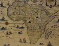 After Johannes Baptista Vrients (1552-1612, Flemish), coloured print, A double hemisphere map of the