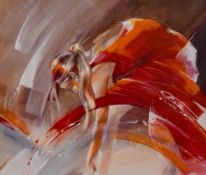 After Kitty Meijering (b.1974, Dutch), coloured print, 'New Shoes', a contemporary ballet dancer