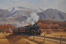 After Eric Bottomley (b.1948, British), coloured prints, Four railway illustrations, comprising '