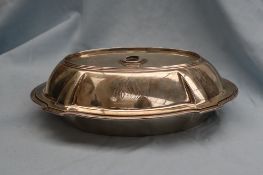 American silver - A Gorham Sterling silver entree dish and cover with a shaped lobed edge,