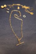 A pair of 9ct gold earrings together with a collection of 9ct gold necklaces and gem set pendants