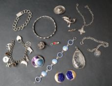 A Sterling silver and enamel bracelet together with a sterling silver charm bracelet,