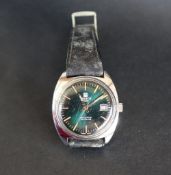 A gentleman's stainless steel Tissot Actualis Autolub wristwatch with a green dial and date