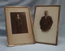 A pair of George V silver photograph frames of plain rectangular form, Birmingham, 1915, 30.5 x 20.
