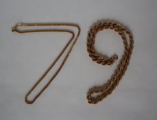 A 9ct yellow gold rope twist necklace together with another 9ct gold necklace,