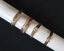 A 9ct gold ring set with ten round brilliant cut diamonds,