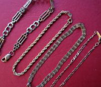 A 9ct gold rope twist bracelet together with three other 9ct gold bracelets,