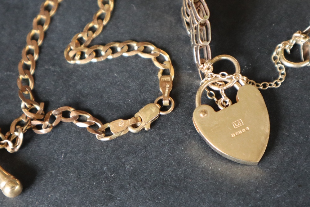 A 9ct yellow gold five bar bracelet together with a 9ct gold T bar bracelet, - Image 2 of 2