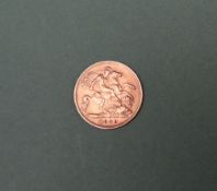 A Victorian gold half sovereign dated 1899