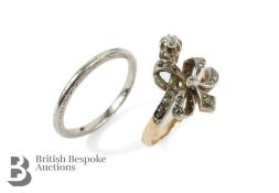 Art Nouveau 14/15ct Yellow Gold Floral Diamond Ring