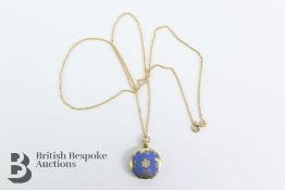 Enamel Locket on 9ct Gold Chain