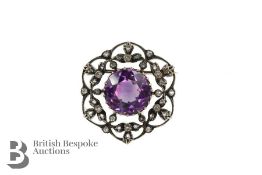 Antique Amethyst and Diamond Brooch