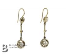 Pair of 19th Century Gold Pearl Drop Earrings