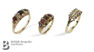 Antique 9ct Gold Garnet and Pearl Ring