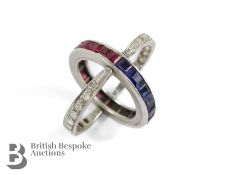 Platinum, Diamond, Ruby and Sapphire Eternity Ring