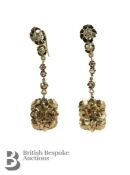 Pair of 19th Century Yellow Gold Diamond Earrings