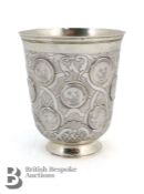 Antique German Silver Gilt Coin Beaker