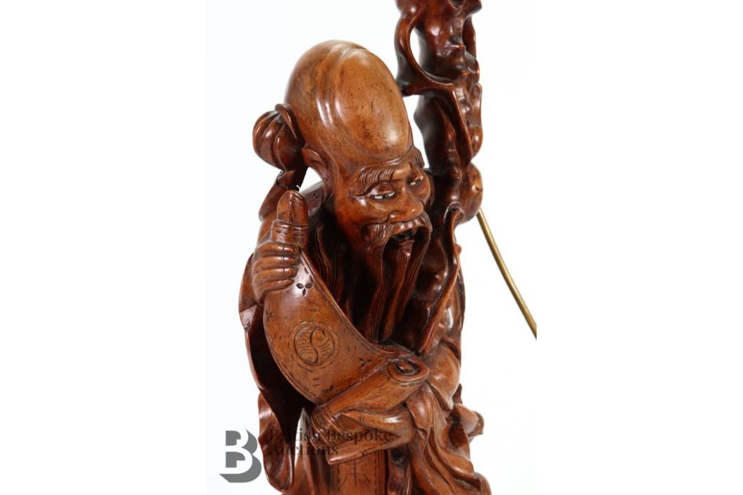 Chinese Root Carving Lamp Base - Image 3 of 5