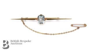 15ct Gold Blue Aquamarine Stock Pin
