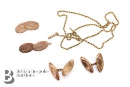 9ct Gold Rope Chain and Cufflinks
