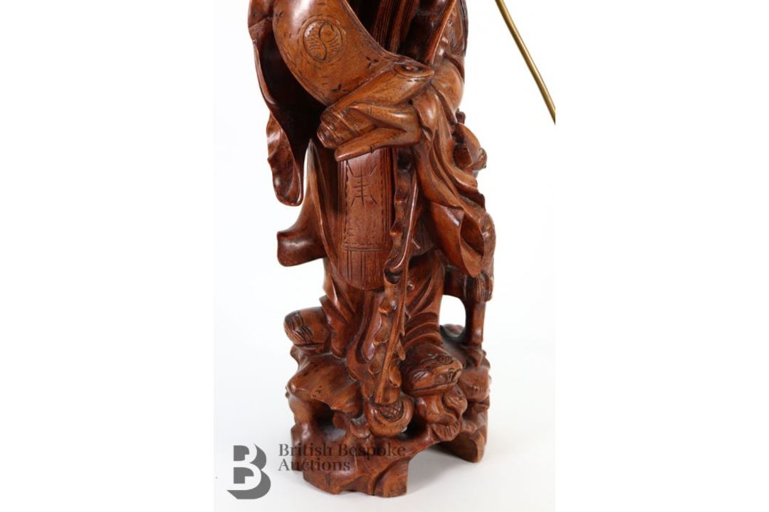 Chinese Root Carving Lamp Base - Image 4 of 5