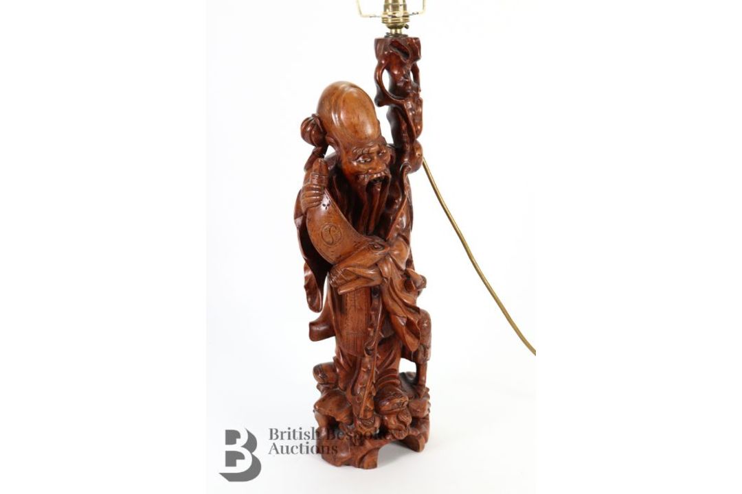 Chinese Root Carving Lamp Base - Image 2 of 5